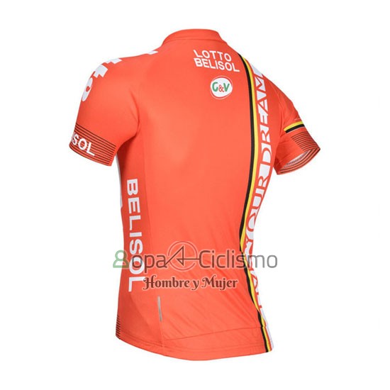 Lotto Belisol Ropa Ciclismo Culotte Corto 2014 Mangas Cortas Naranja